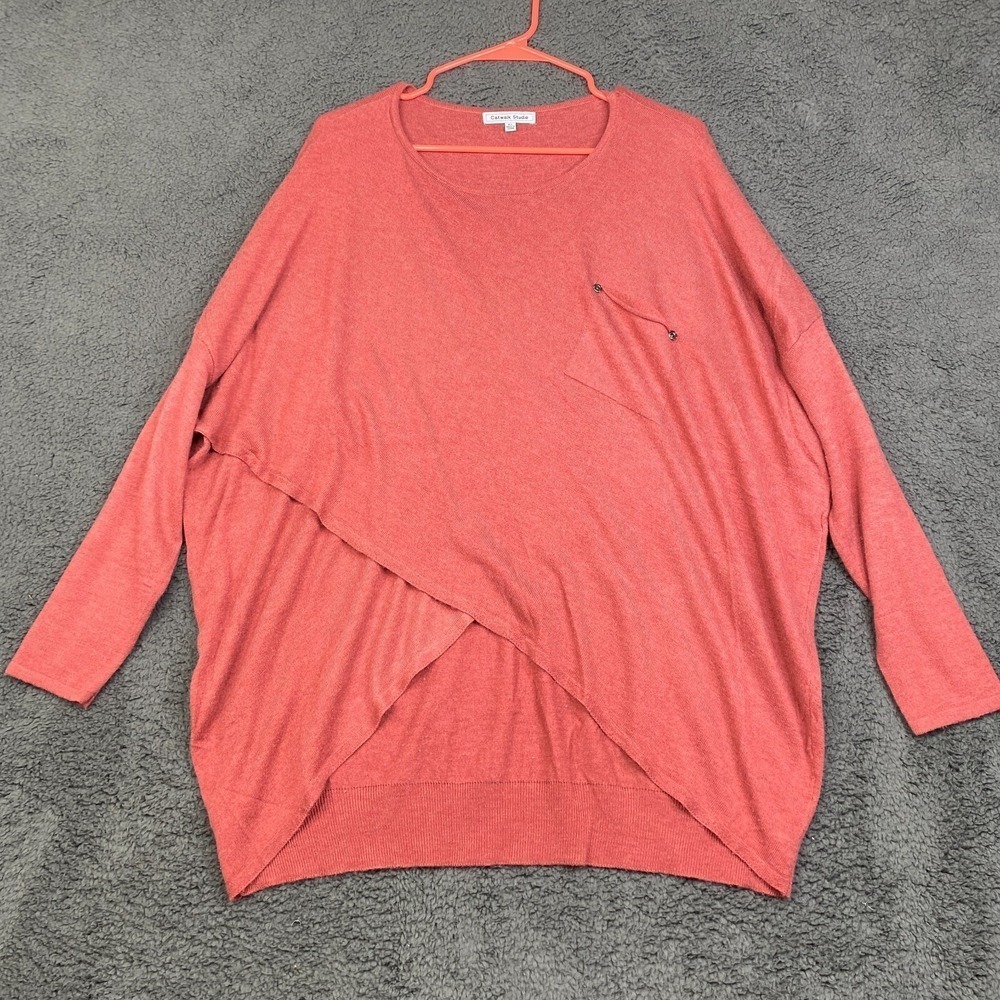 Catwalk Studio Womens Sweater M/L Drape Cardigan Soft Comfort Pink